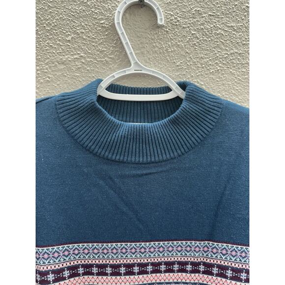 The Tog Shop Womens Sweater Size Large Teal Fair Isle Long Sleeve Knit NWTs - Picture 3 of 13